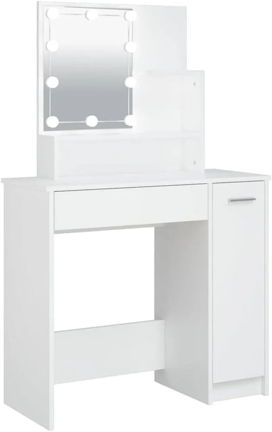 Biurko i stół komputerowy — wyświetlacz LED, 86, 5 × 35 × 136 cm, biały