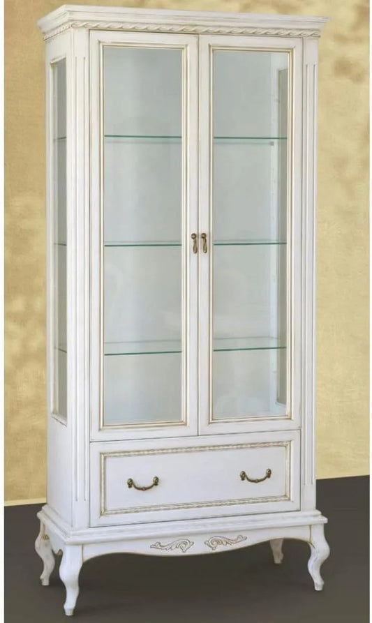 Casa Padrino Luksusowa barokowa Witryna i szafka ekspozycyjna biały/beżowy 100 x wys. 210 – 210 cm