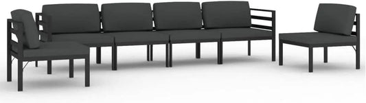 6-częściowy Zestaw mebli ogrodowych i komplet wypoczynkowy z poduszkami z odpornego na warunki — odporny na warunki atmosferyczne, z aluminium