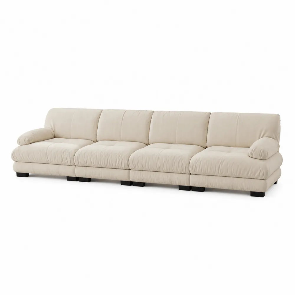 Sofa modułowa 4-osobowa z tkaniny Kremowa