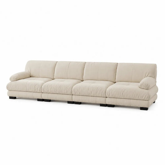 Sofa modułowa 4-osobowa z tkaniny Kremowa