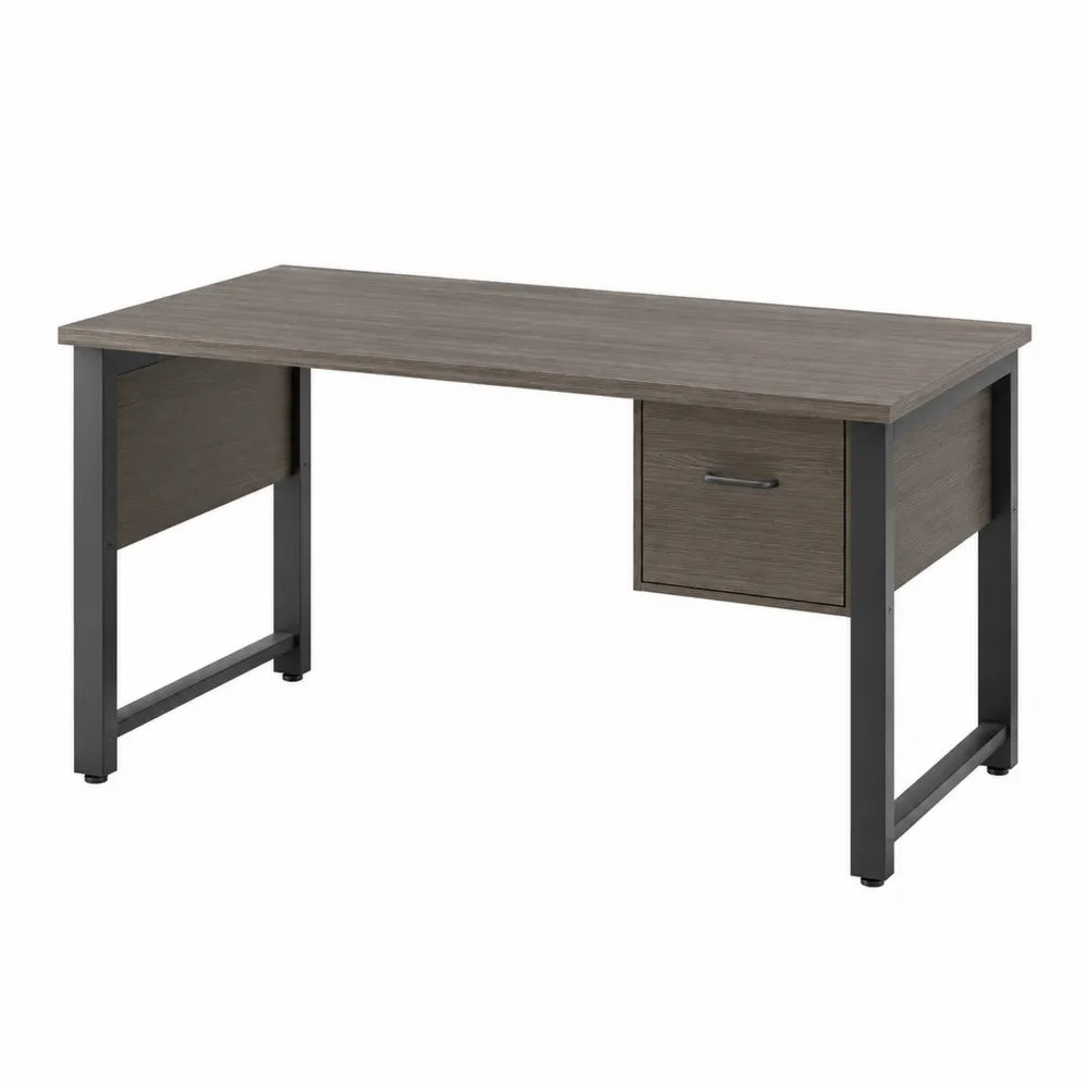Biurko prostokątne drewno i metal 140cm
