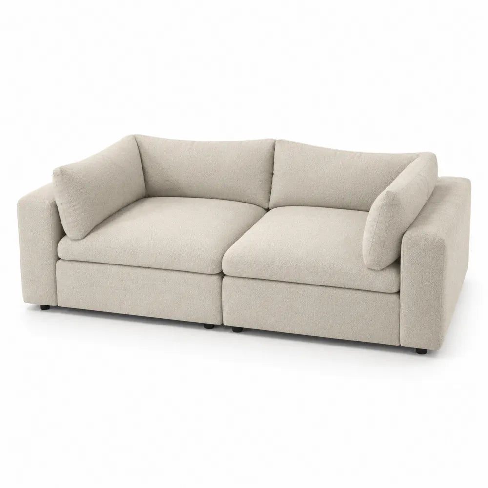 Sofa z tkaniny poliestrowej Beżowa 230x150x85 cm