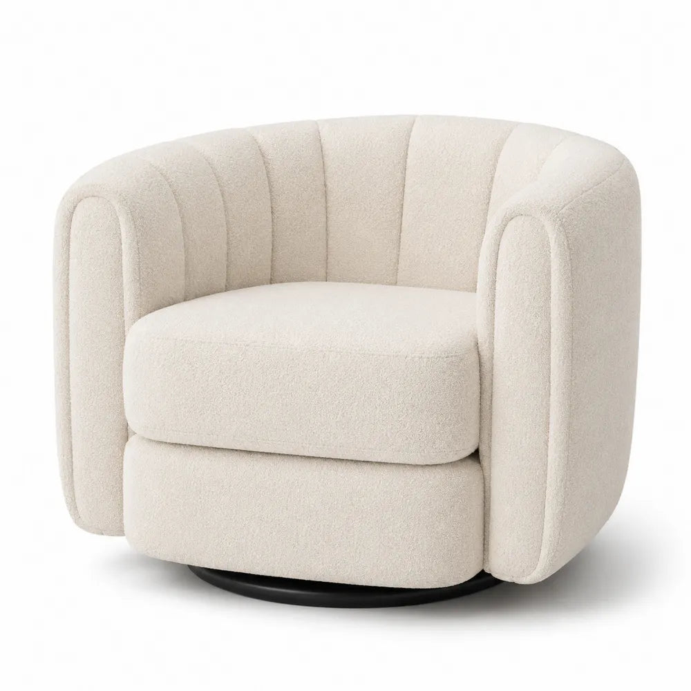 Fotel obrotowy boucle kremowy 80x80x70 cm