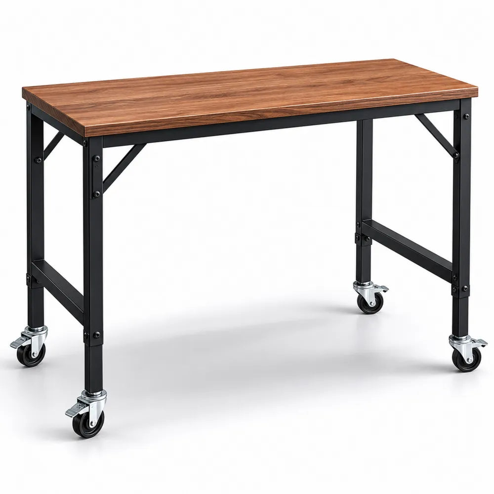 Stół przemysłowy z metalową ramą i drewnianym blatem 120x60x75 cm